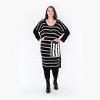  AKH Fashion Kleid in gerader Form, aus Baumwolle, 1343.02328, Schwarz-Weiß, Schick