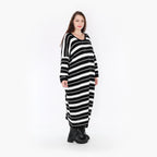  AKH Fashion Kleid in gerader Form, aus Baumwolle, 1343.02337, Schwarz-Weiß, Schick