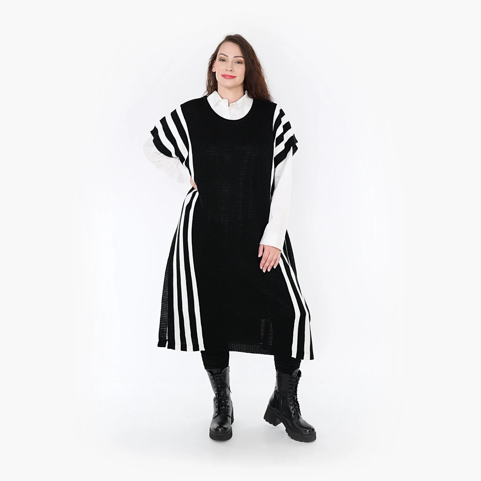  AKH Fashion Überwurf in gerader Form, aus Baumwolle, 1343.02342, Schwarz-Weiß