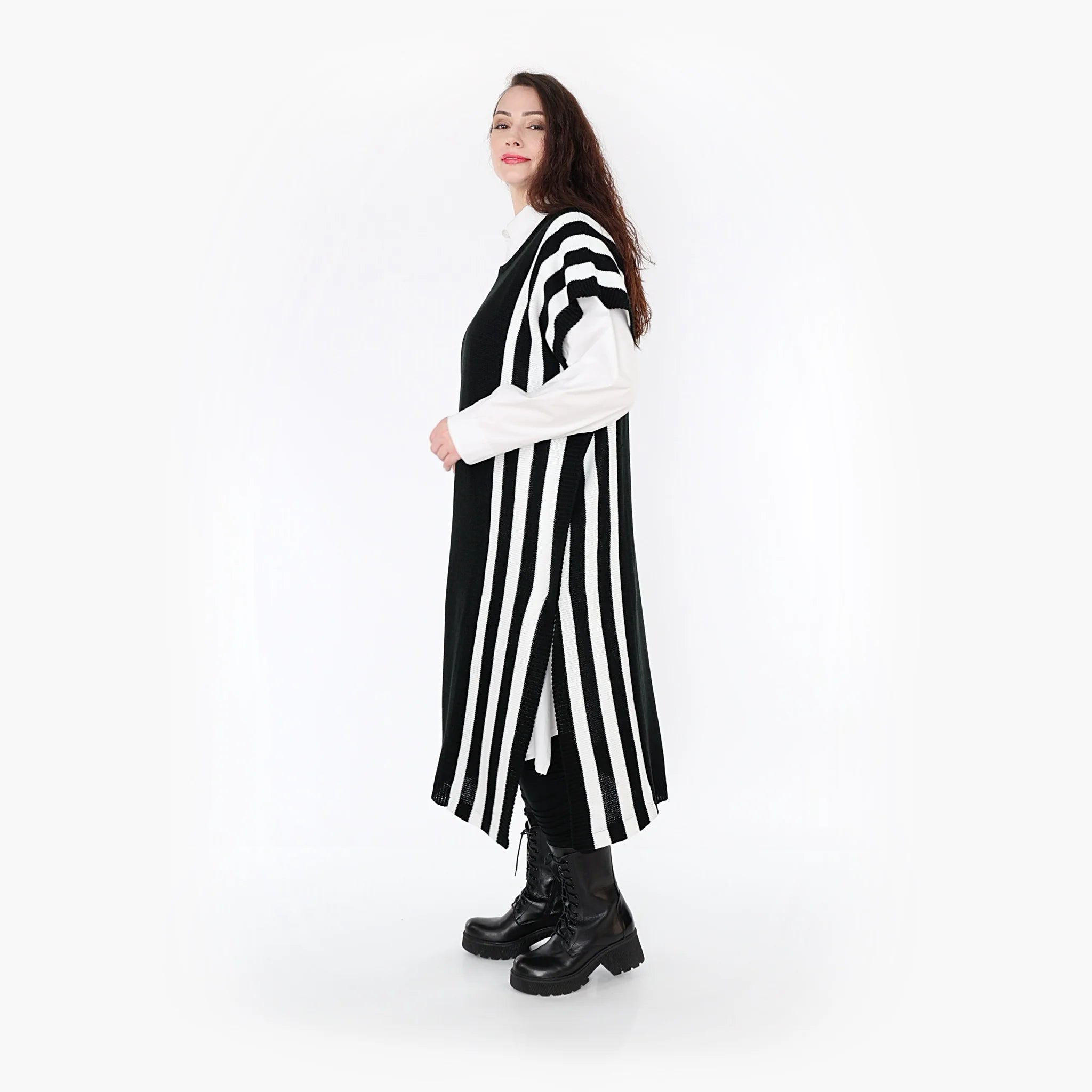  AKH Fashion Überwurf in gerader Form, aus Baumwolle, 1343.02342, Schwarz-Weiß