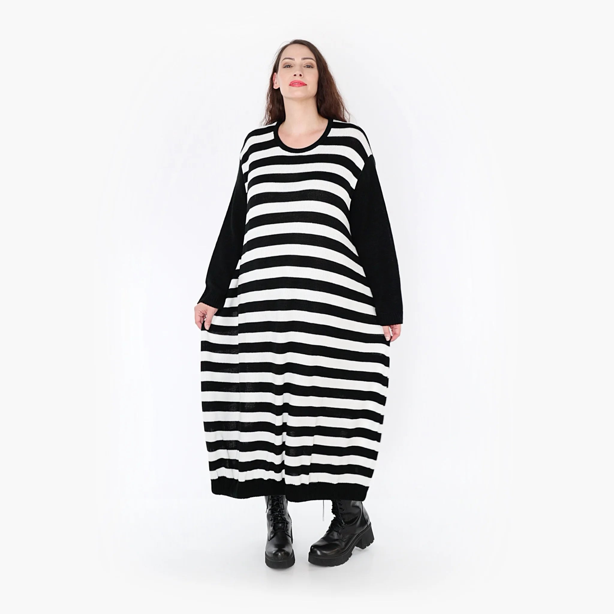  Ballonkleid von AKH Fashion aus Baumwolle, 1343.02344, Schwarz-Weiß, Schick, Modern