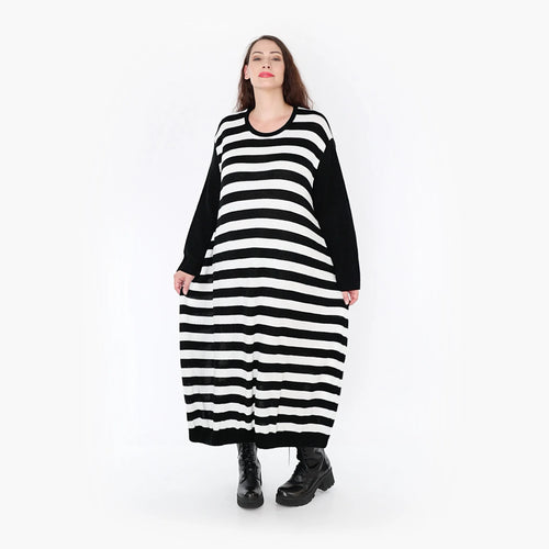  Ballonkleid von AKH Fashion aus Baumwolle, 1343.02344, Schwarz-Weiß, Schick, Modern