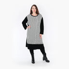  Ballonkleid von AKH Fashion aus Baumwolle, 1343.02346, Weiß-Schwarz, Schick, Modern