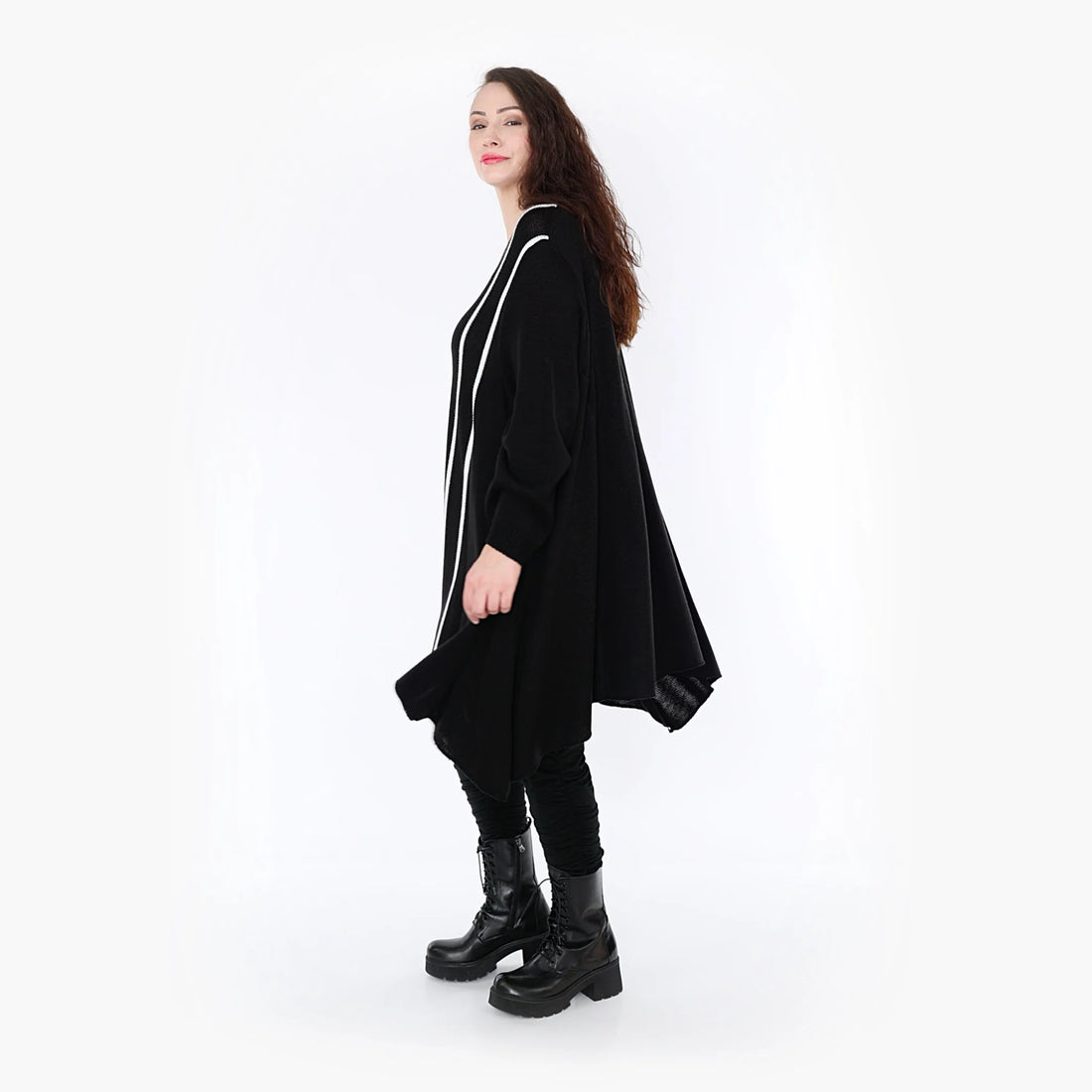  A-Form Bigshirt von AKH Fashion aus Baumwolle, 1343.0593D, Schwarz-Weiß, Streifen, Schick