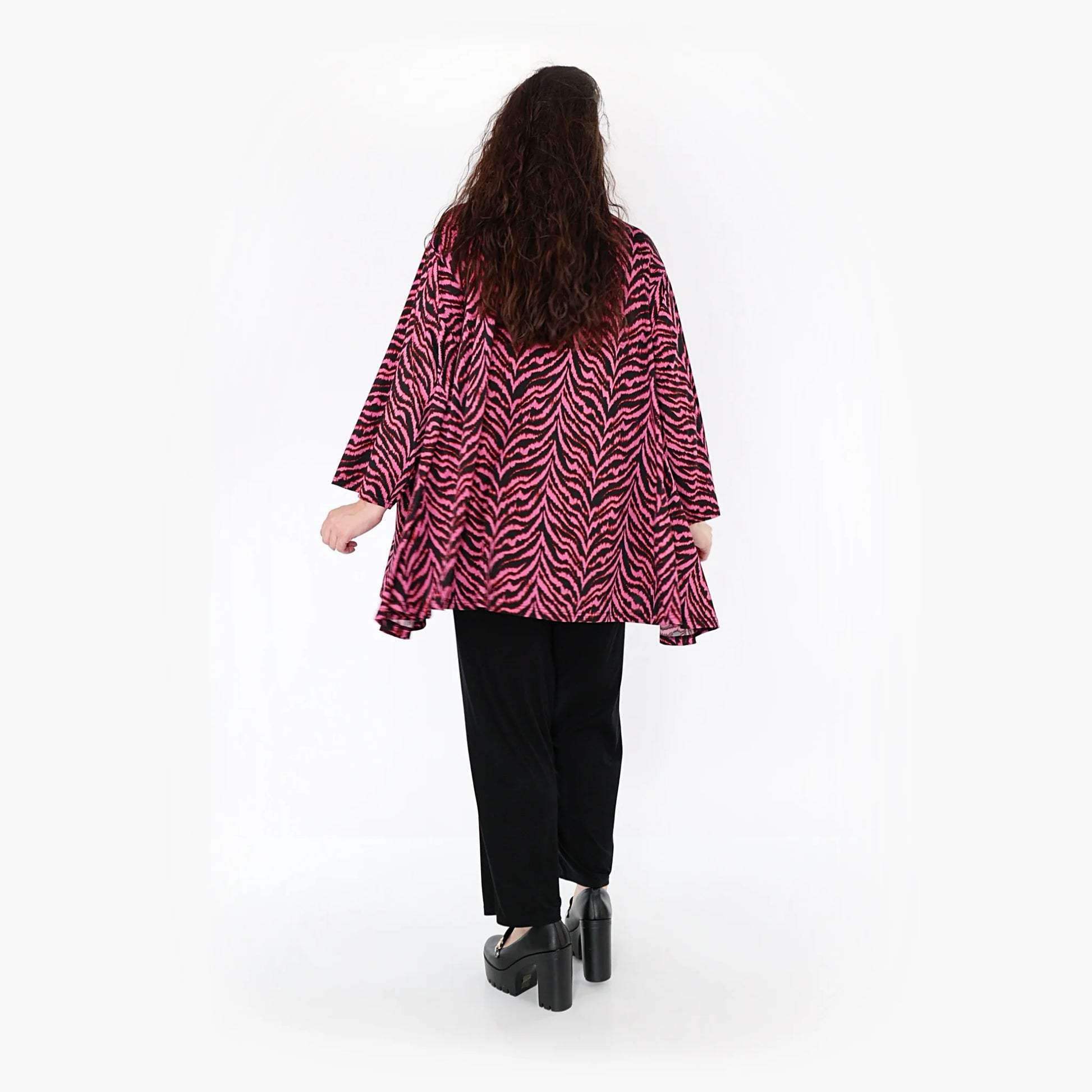  A-Form Bigshirt von AKH Fashion aus Viskose, 1344.00593, Fuchsia-Schwarz, Unifarben, Schick