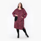  Ballonkleid von AKH Fashion aus Viskose, 1344.06942, Fuchsia-Schwarz, Schick, Modern