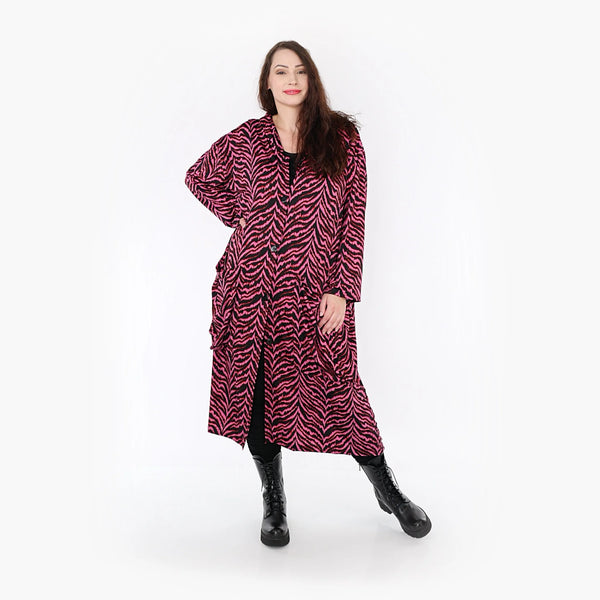  Ballonmantel von AKH Fashion aus Viskose, 1344.06976, Fuchsia-Schwarz, Schick, Modern
