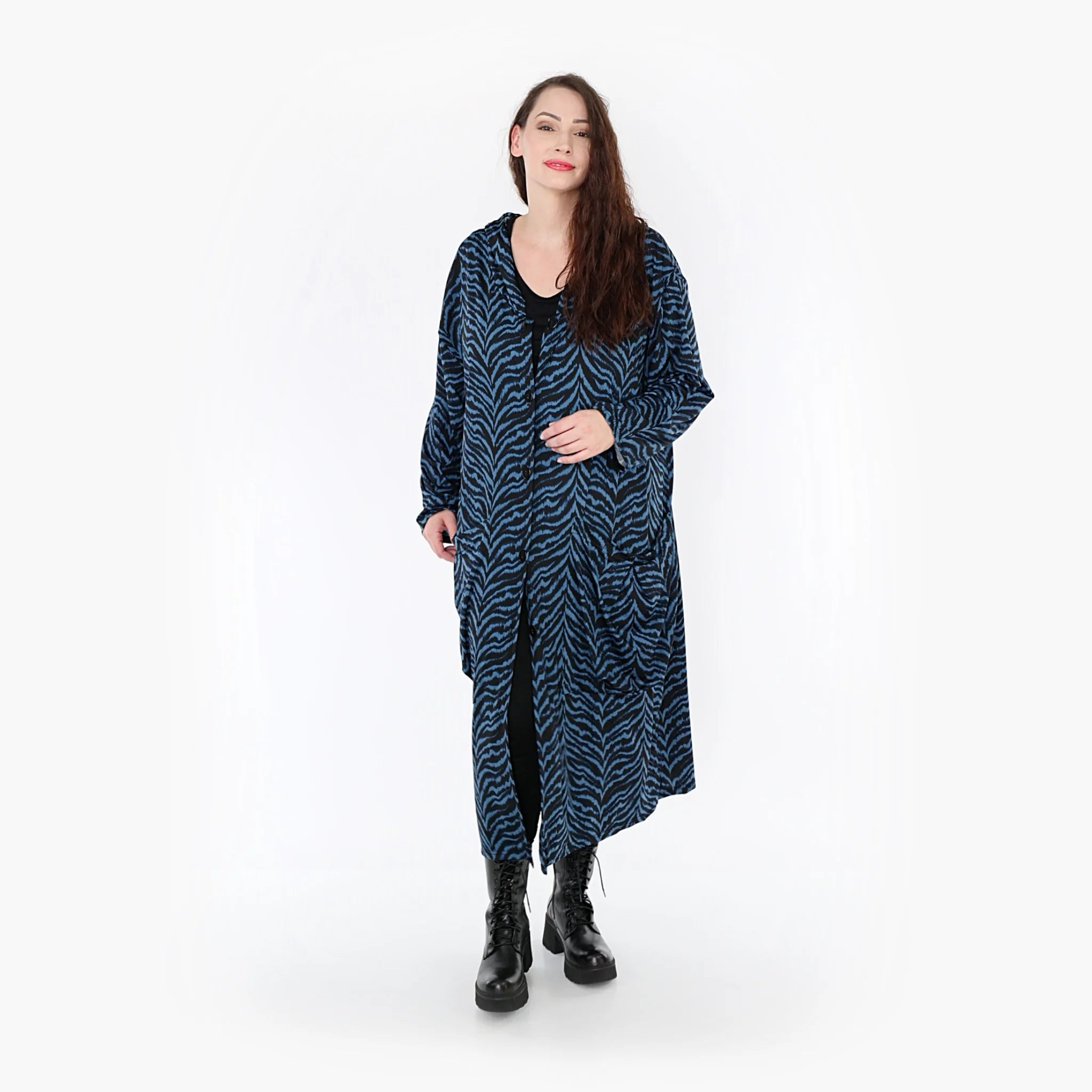  Ballonmantel von AKH Fashion aus Viskose, 1344.06976, Petrol-Schwarz, Schick, Modern