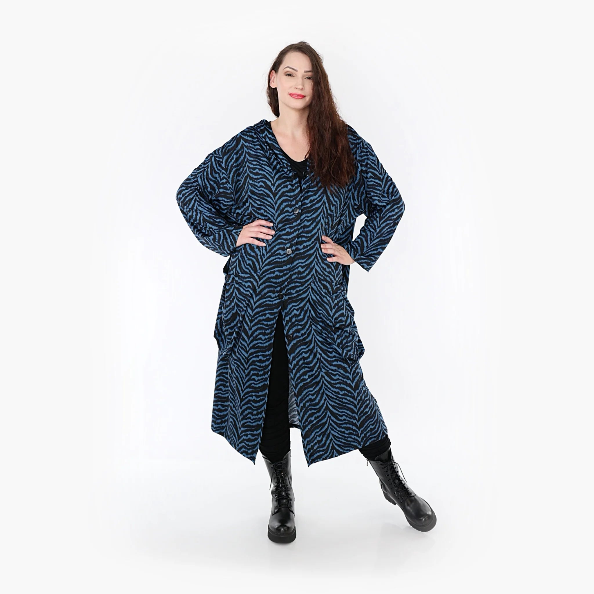  Ballonmantel von AKH Fashion aus Viskose, 1344.06976, Petrol-Schwarz, Schick, Modern