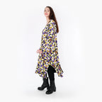  Ballonkleid von AKH Fashion aus Viskose, 1345.06980, Violett-Lime-Schwarz, Grafik, Schick