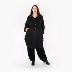  AKH Fashion Bluse in gerundeter Form, aus Materialmix, 1347.06881, Schwarz, Wellen