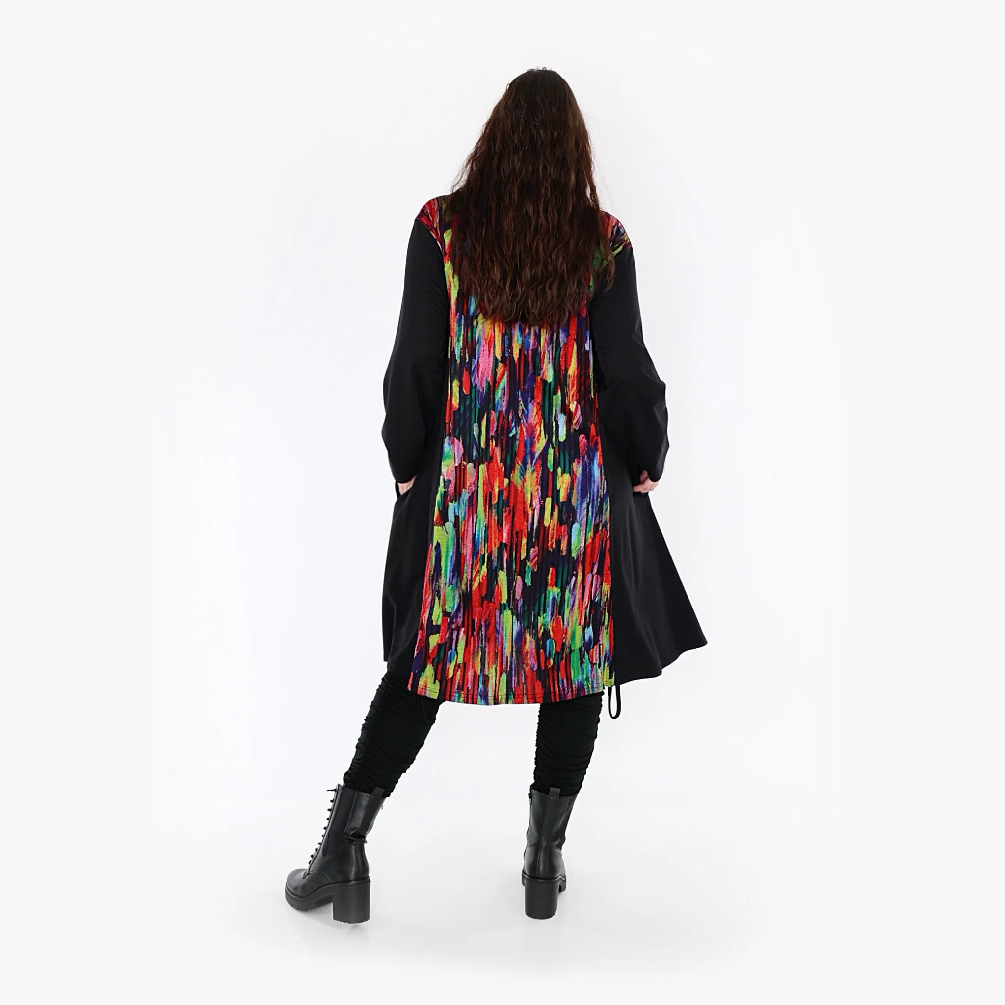  A-Form Kleid von AKH Fashion aus Viskose, 1350.06805, Schwarz-Multi, Pinselstrich, Schick