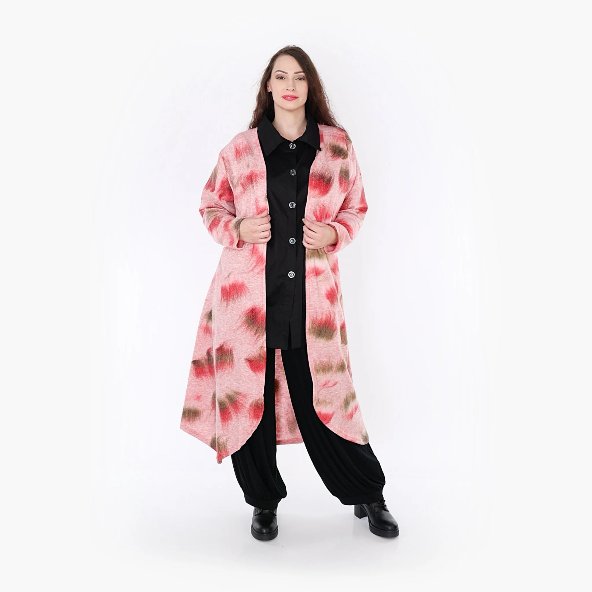  A-Form Jacke von AKH Fashion aus Materialmix, 1351.01717, Pink-Grün, Unifarben, Schick