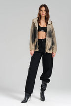  TW3 Pullover in kastiger Form, aus Baumwolle, 1047, Beige, Ausgefallen, mit Kapuze