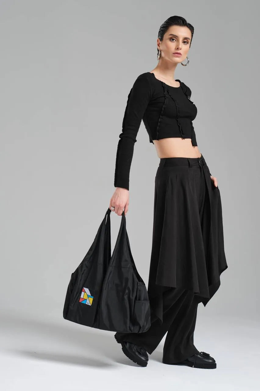  Handtasche von TW3 aus Polyamid, 1137, Schwarz, Schick, Modern, Ausgefallen, Praktisch