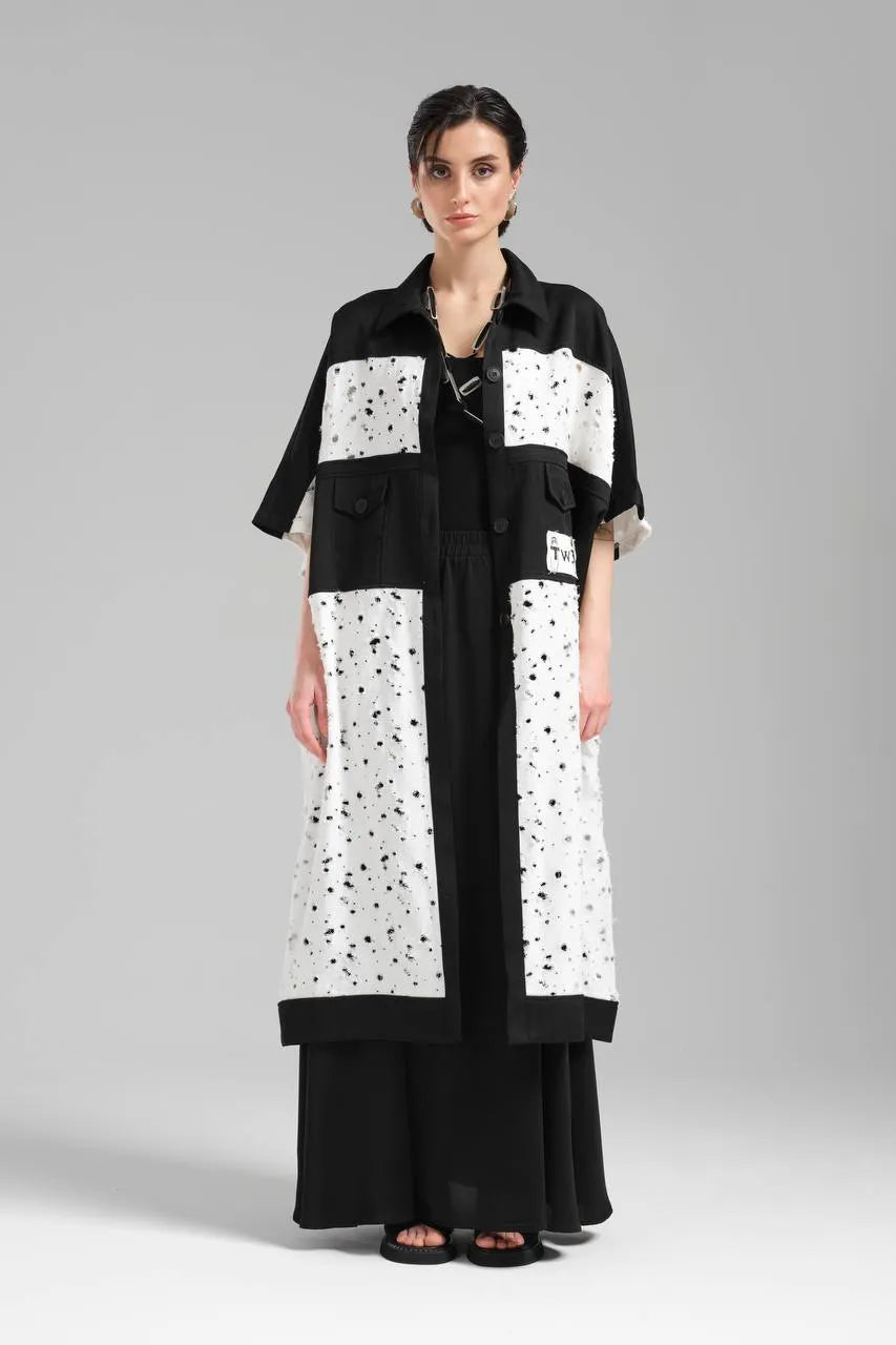  TW3 Weste in gerader Form, aus Baumwolle, 1168, Schwarz, Ausgefallen, Oversize