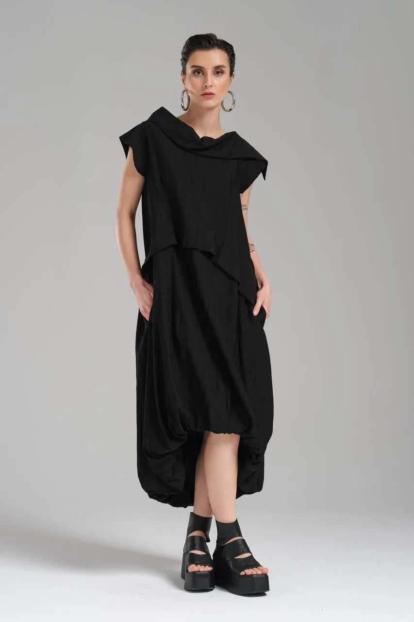  Ballonkleid von TW3 aus Polyamid, 1195, Schwarz, Schick, Modern, Ausgefallen