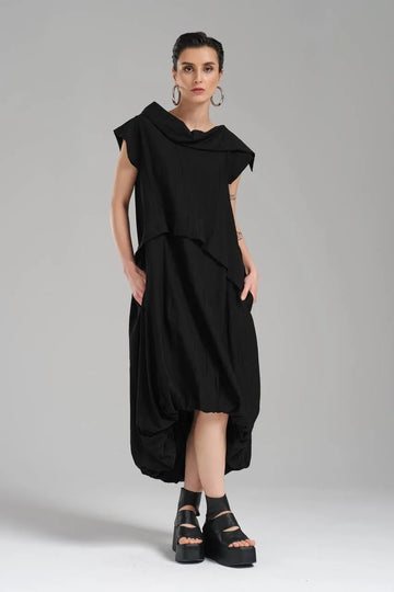  Ballonkleid von TW3 aus Polyamid, 1195, Schwarz, Schick, Modern, Ausgefallen