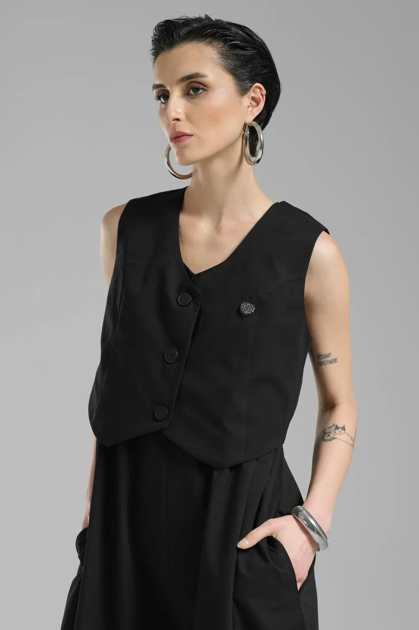  A-Form Salopette von TW3 aus Polyamid, 1221, Schwarz, Schick, Modern, Ausgefallen