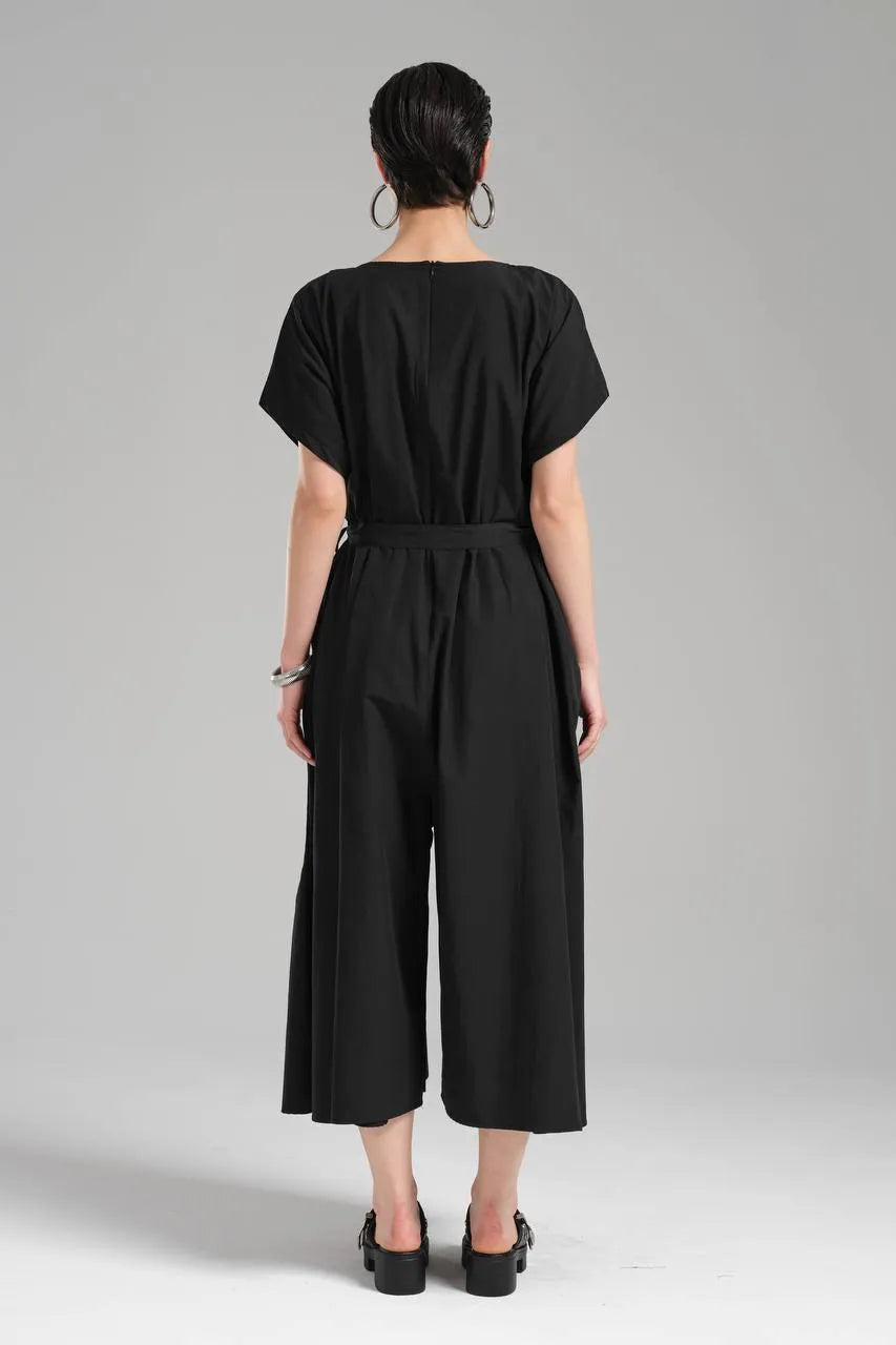  A-Form Salopette von TW3 aus Baumwolle, 1222, Schwarz, Schick, Modern, Ausgefallen