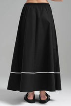  A-Form Rock von TW3 aus Baumwolle, 1224, Schwarz, Streifen, Schick, Modern, Ausgefallen