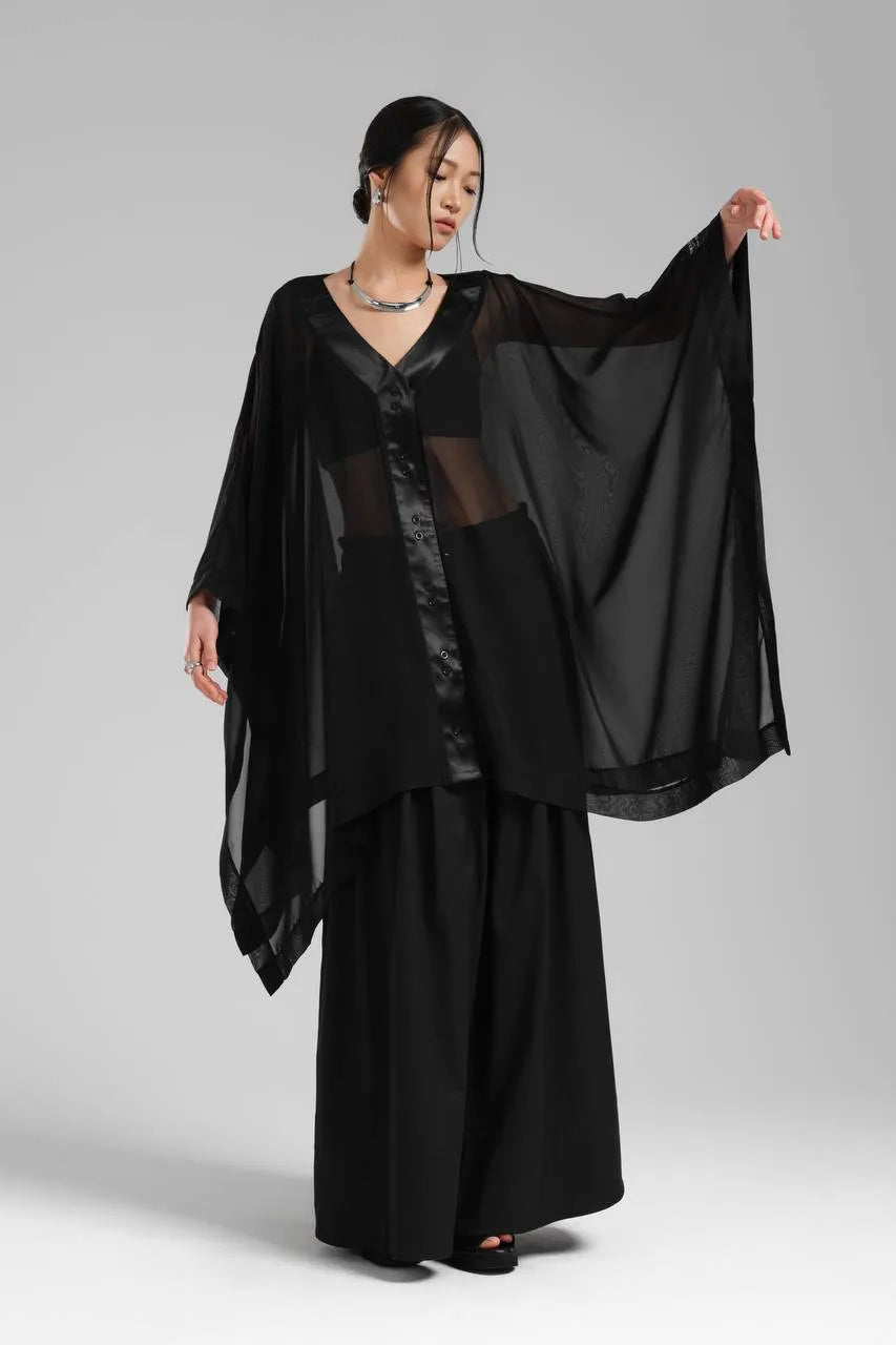  Oversize Zipfel Weste von TW3 aus Polyamid, 1236, Schwarz, Schick, Modern, Ausgefallen