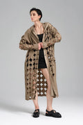  TW3 Mantel in gerader Form, aus Baumwolle, 1540, Beige, Punkte, Ausgefallen, Zeitlos
