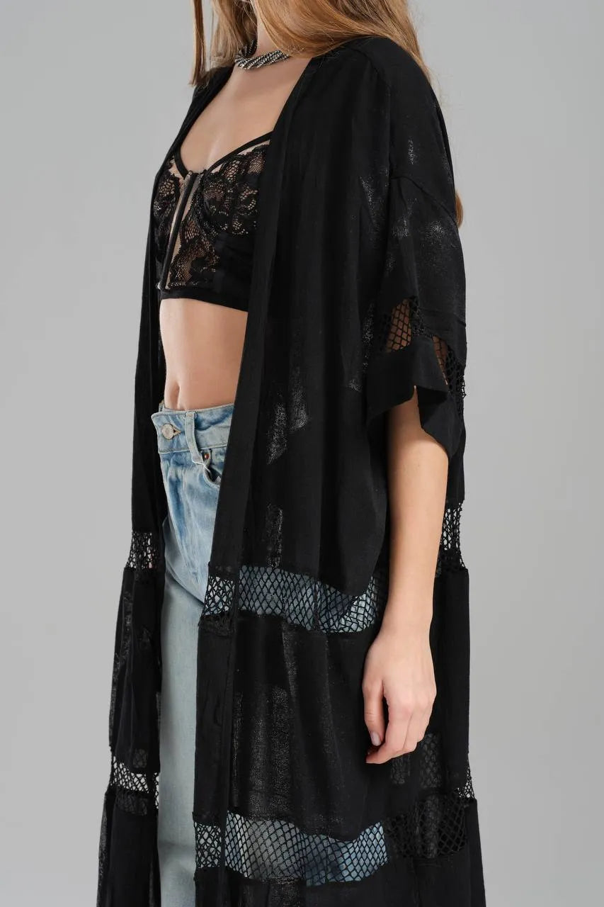  TW3 Weste in gerader Form, aus Baumwolle, 1543, Schwarz, Glitzernd, Ausgefallen