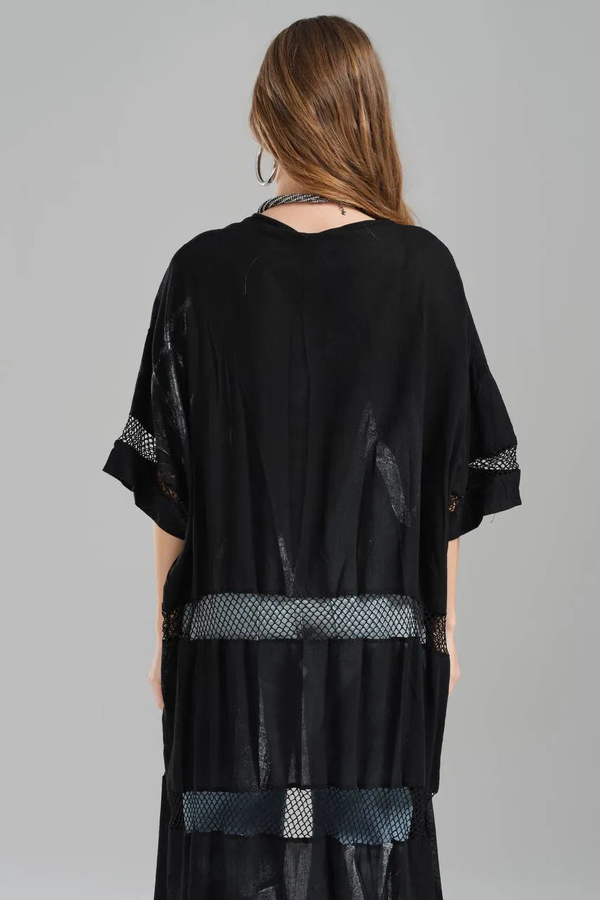  TW3 Weste in gerader Form, aus Baumwolle, 1543, Schwarz, Glitzernd, Ausgefallen