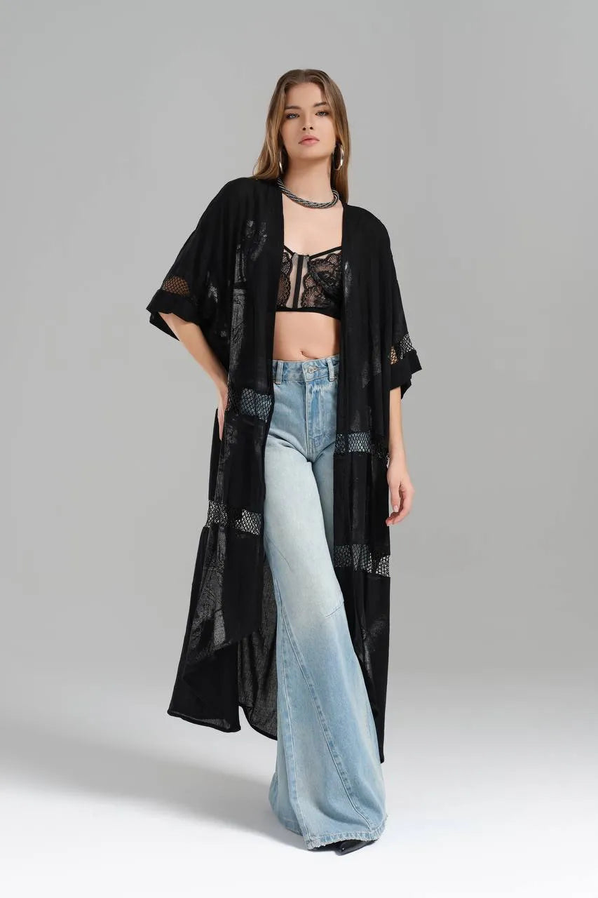  TW3 Weste in gerader Form, aus Baumwolle, 1543, Schwarz, Glitzernd, Ausgefallen