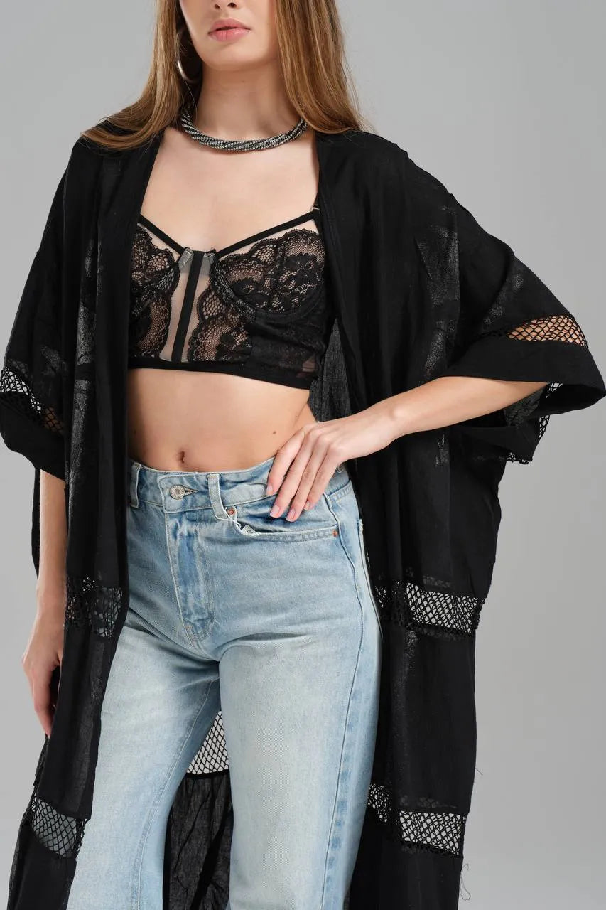  TW3 Weste in gerader Form, aus Baumwolle, 1543, Schwarz, Glitzernd, Ausgefallen