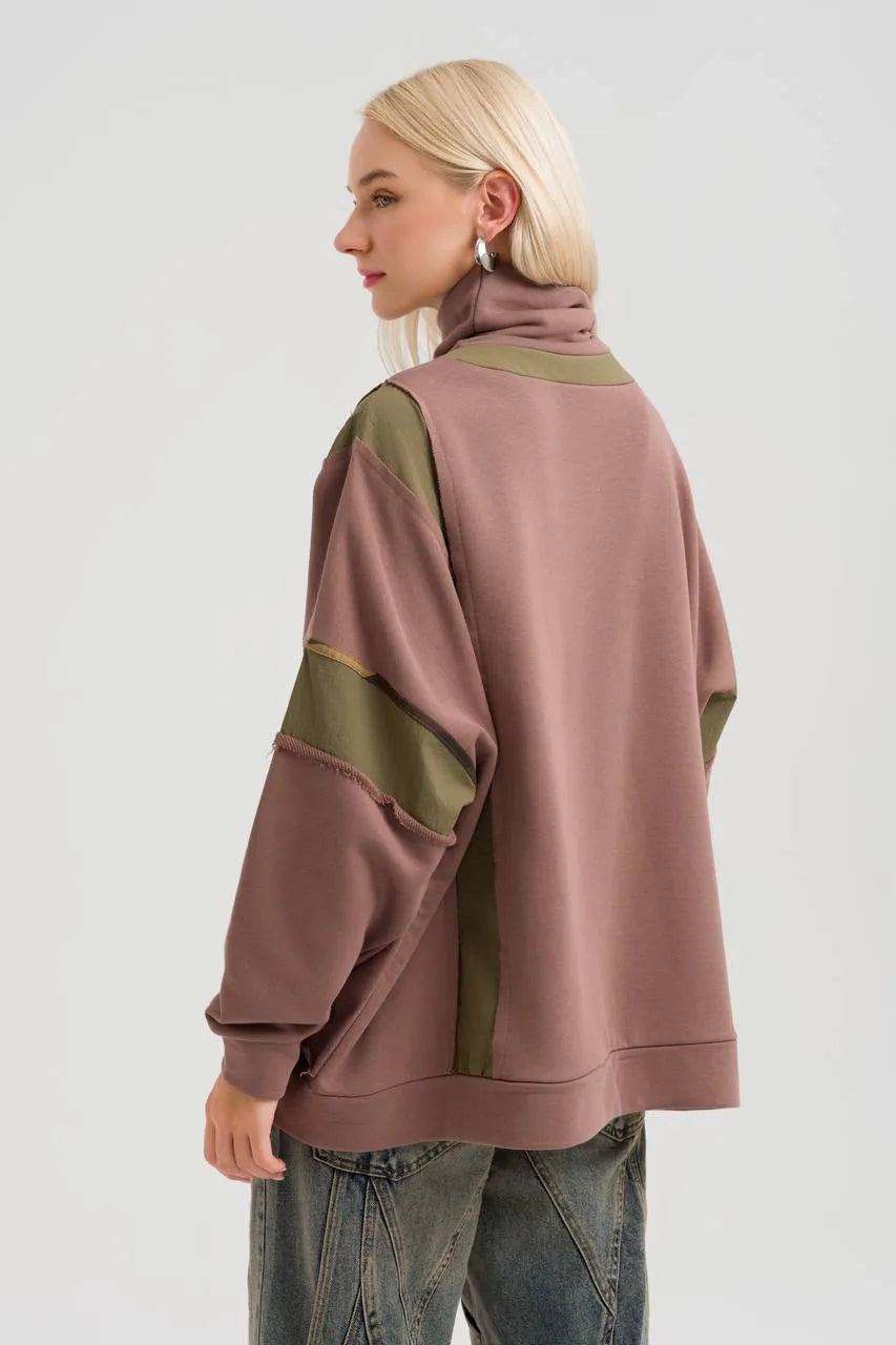  TW3 Pullover in kastiger Form, aus Baumwolle, 942, Braun, Schick, Modern, Ausgefallen