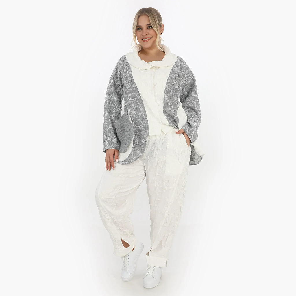  Zedd Plus Jacke in gerader Form, aus Polyamid, 25077, Grau/Weiß, Kreismotiv, Schick