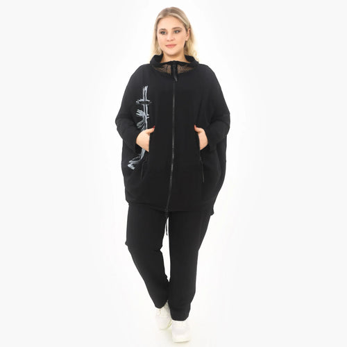  Ballonjacke von Zedd Plus aus Viskose, 25085, Schwarz/Weiß, Schick, Modern, Bequem, Schick