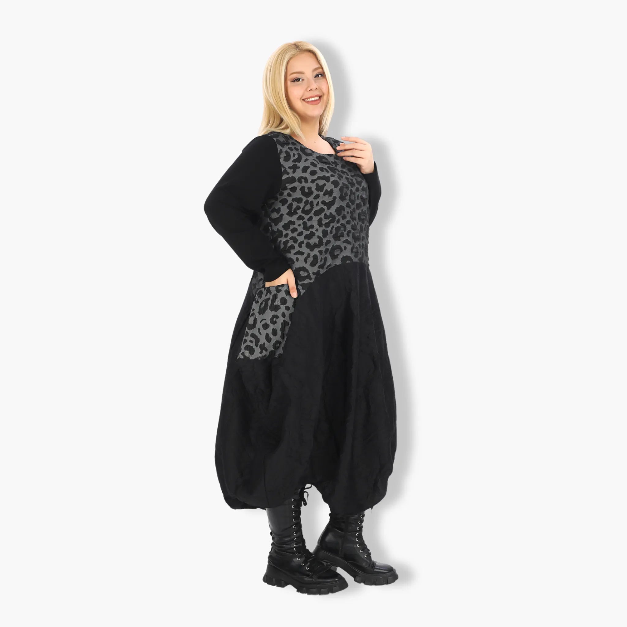  Ballonkleid von Zedd Plus aus Polyamid, 24649, Grau, Schick, Modern, Bequem