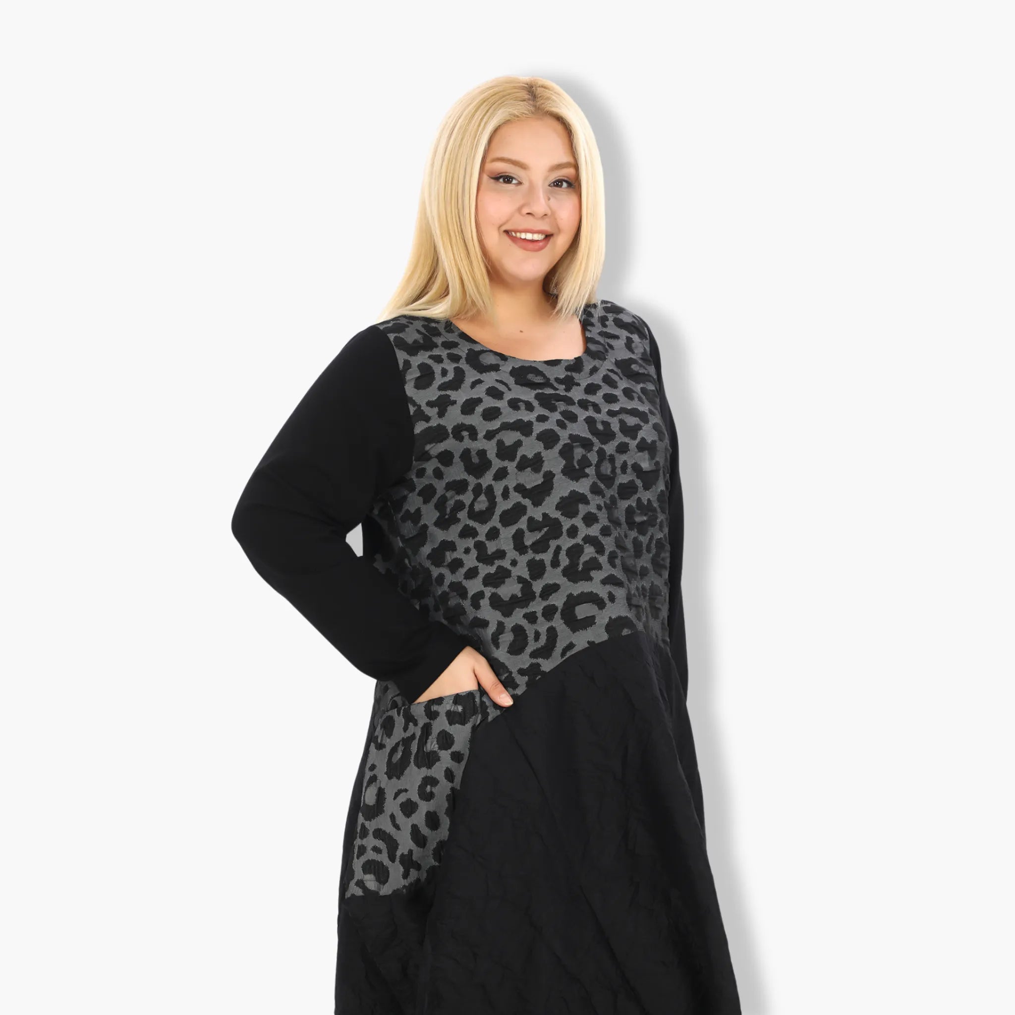  Ballonkleid von Zedd Plus aus Polyamid, 24649, Grau, Schick, Modern, Bequem