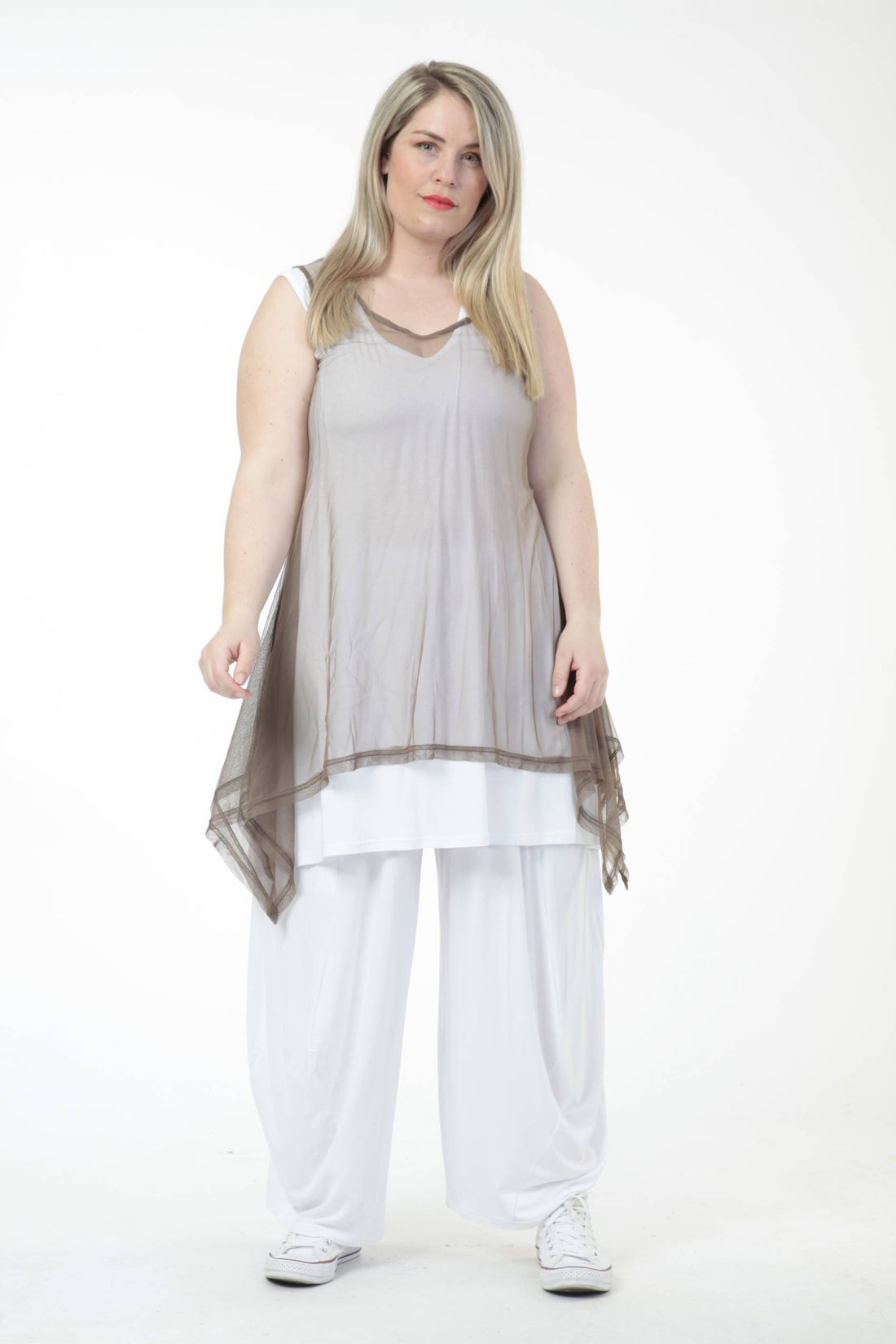  A-Form Top von AKH Fashion aus Viskose, 0619.01049, Nougat, Unifarben, Ausgefallen, Modern