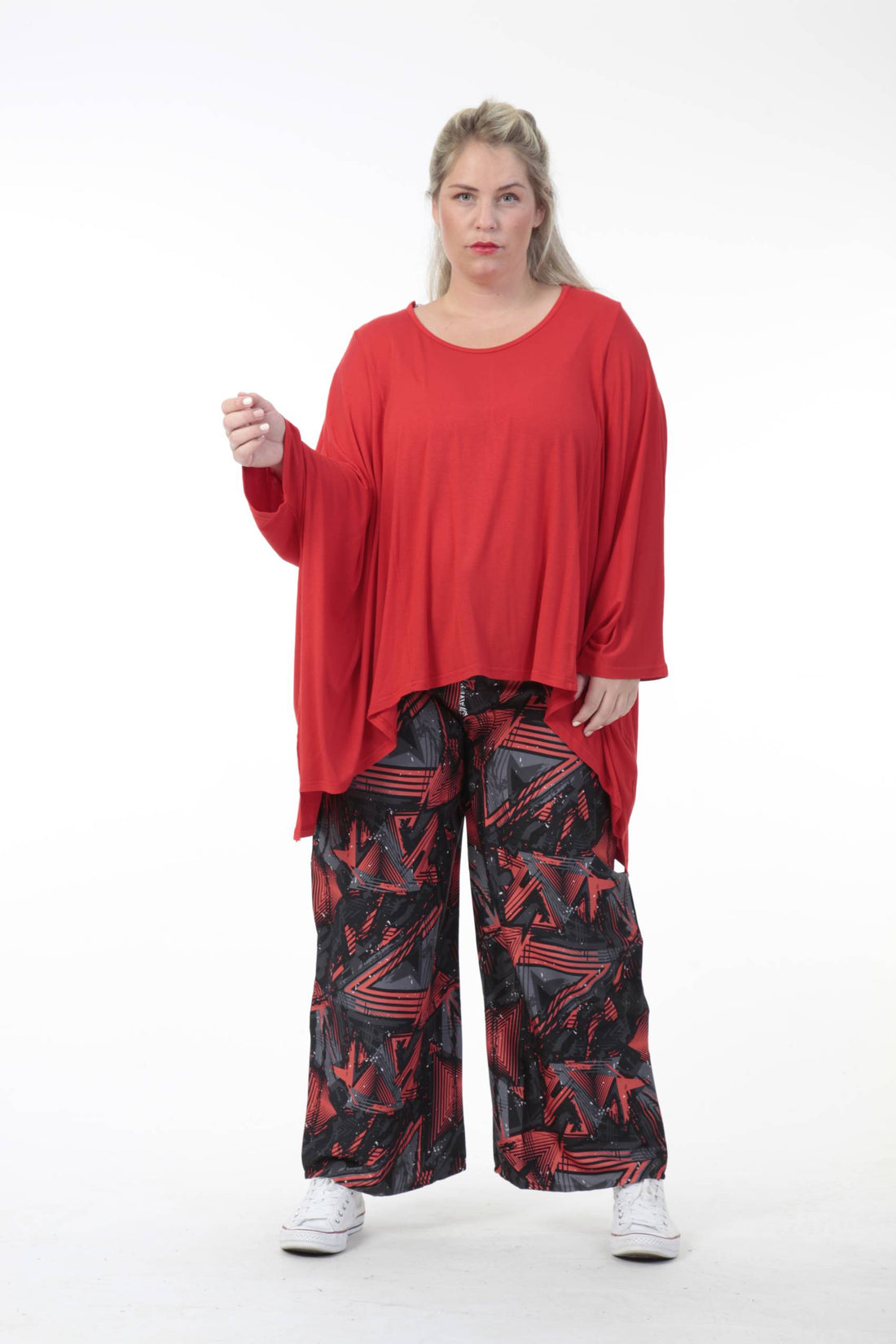  Bigshirt von AKH Fashion aus Viskose in gerader Form, 0691.06680, Rot, Unifarben, Ausgefallen