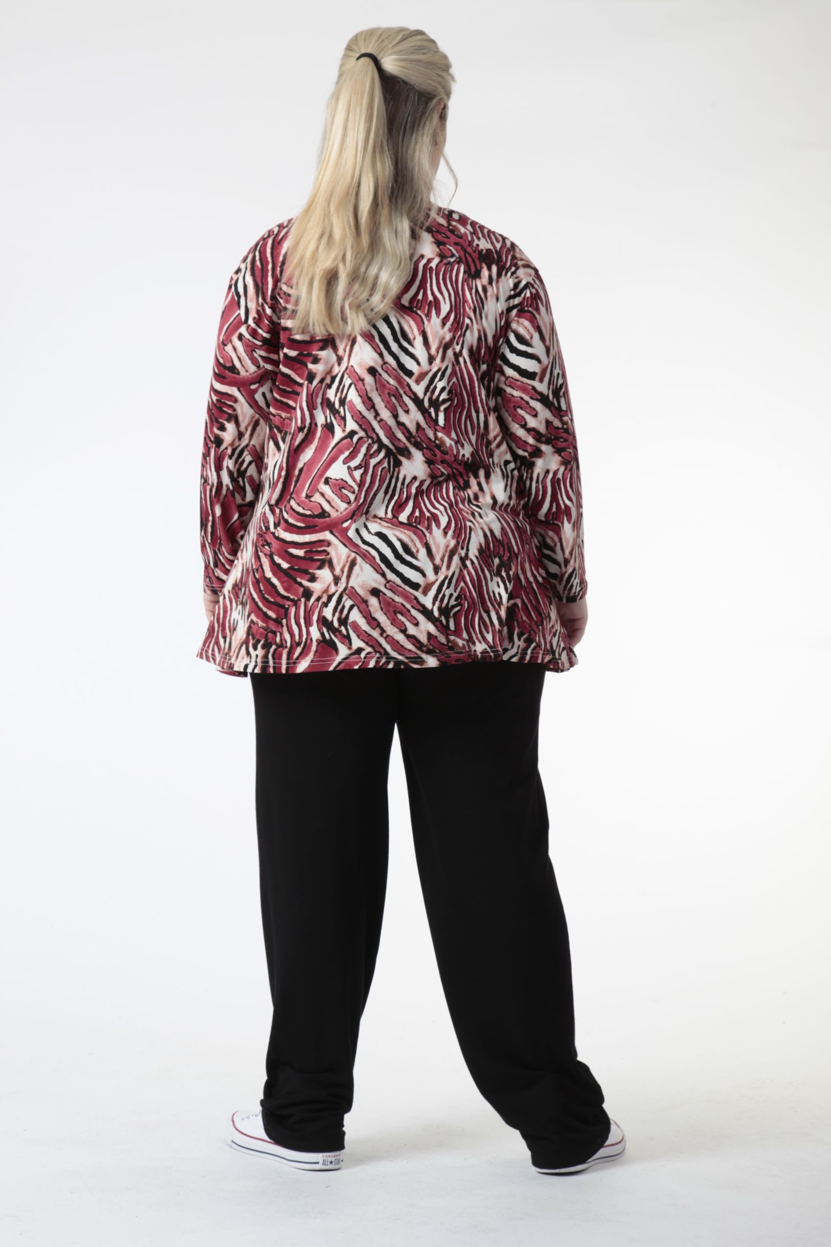  AKH Fashion Bigshirt in Glocken-Form, aus Viskose, 0733.01892, Natur-Bordeaux, Zebra, Schick