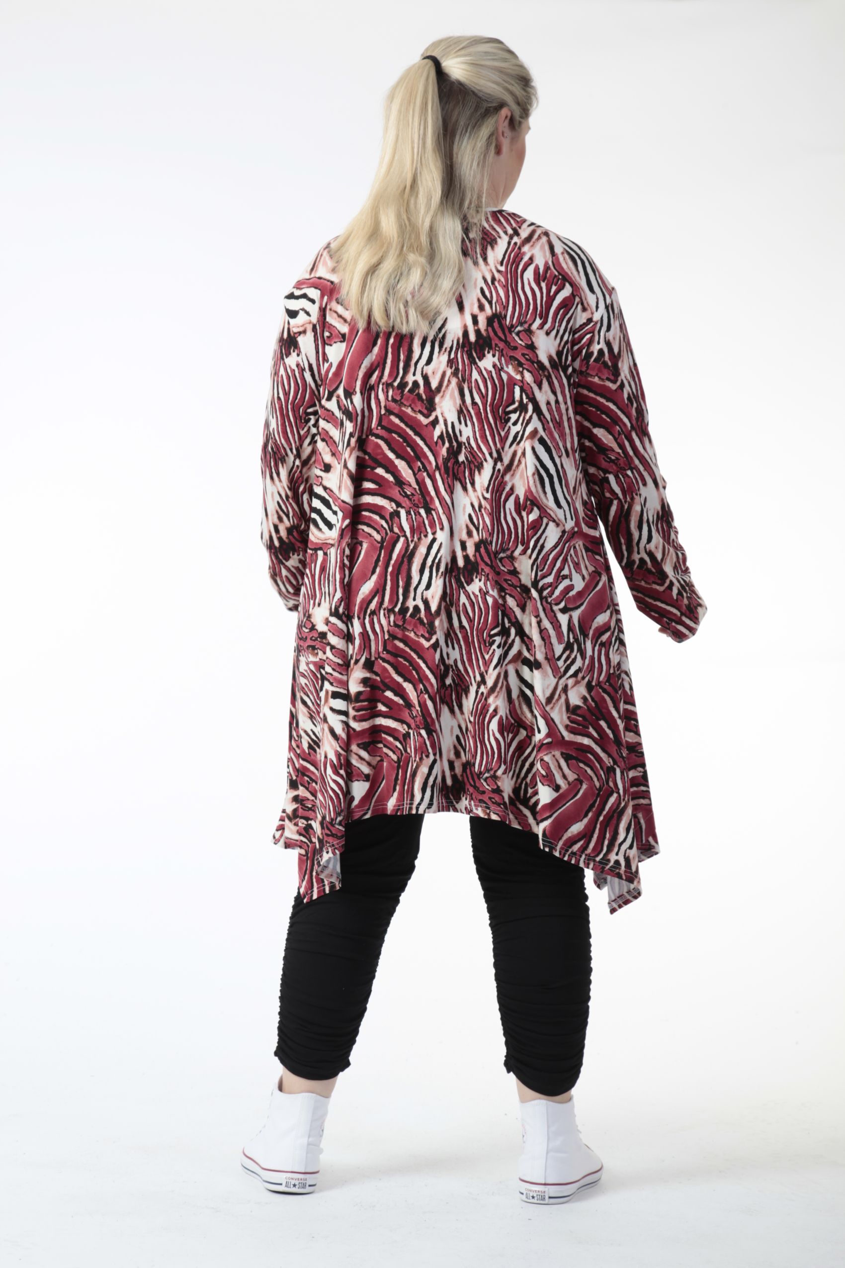  A-Form Bigshirt von AKH Fashion aus Viskose, 0733.05889, Natur-Bordeaux, Zebra, Ausgefallen