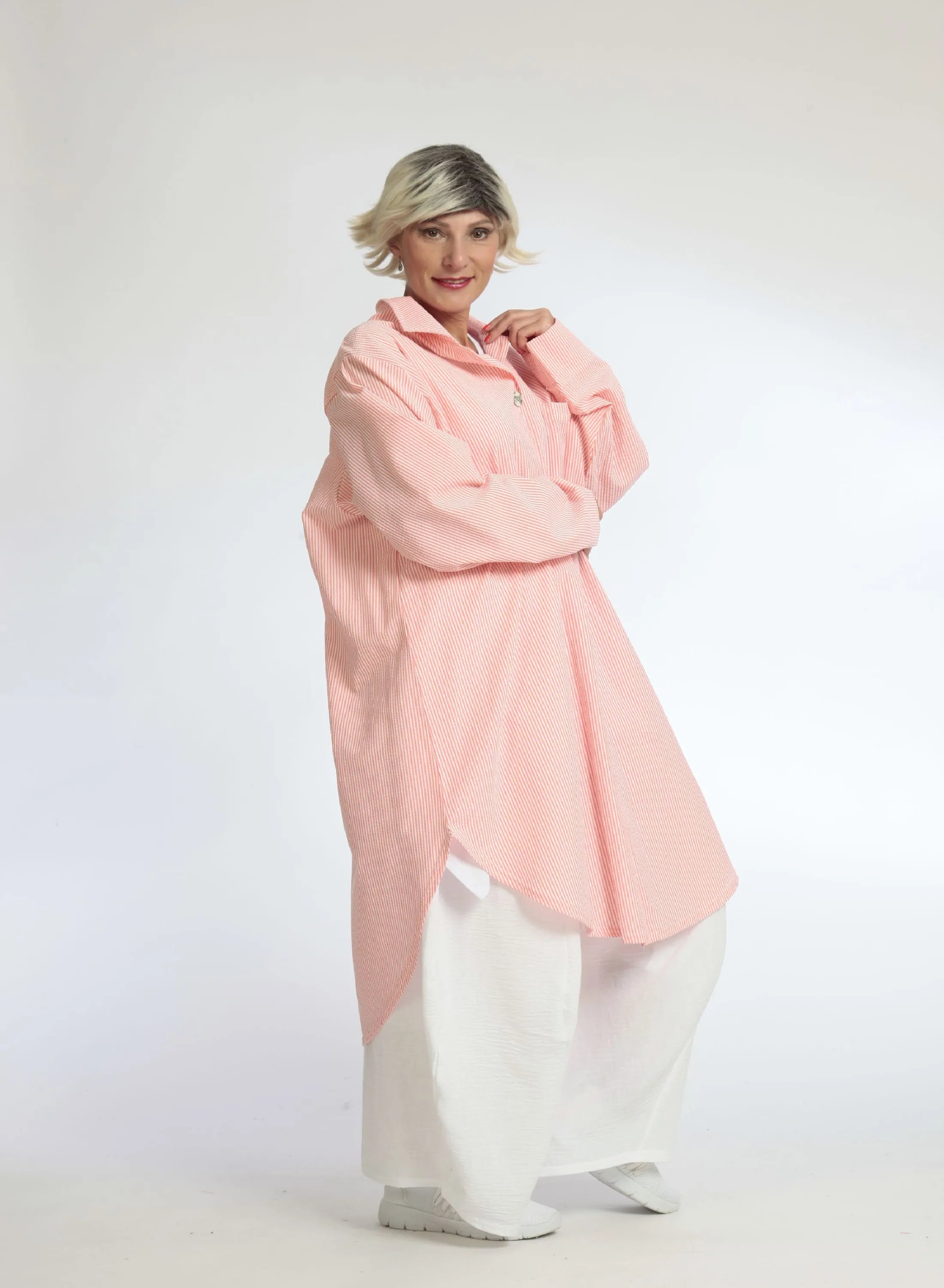  AKH Fashion Bluse in gerundeter Form, aus Baumwolle, 1058.06676, Orange, Schick, Modern