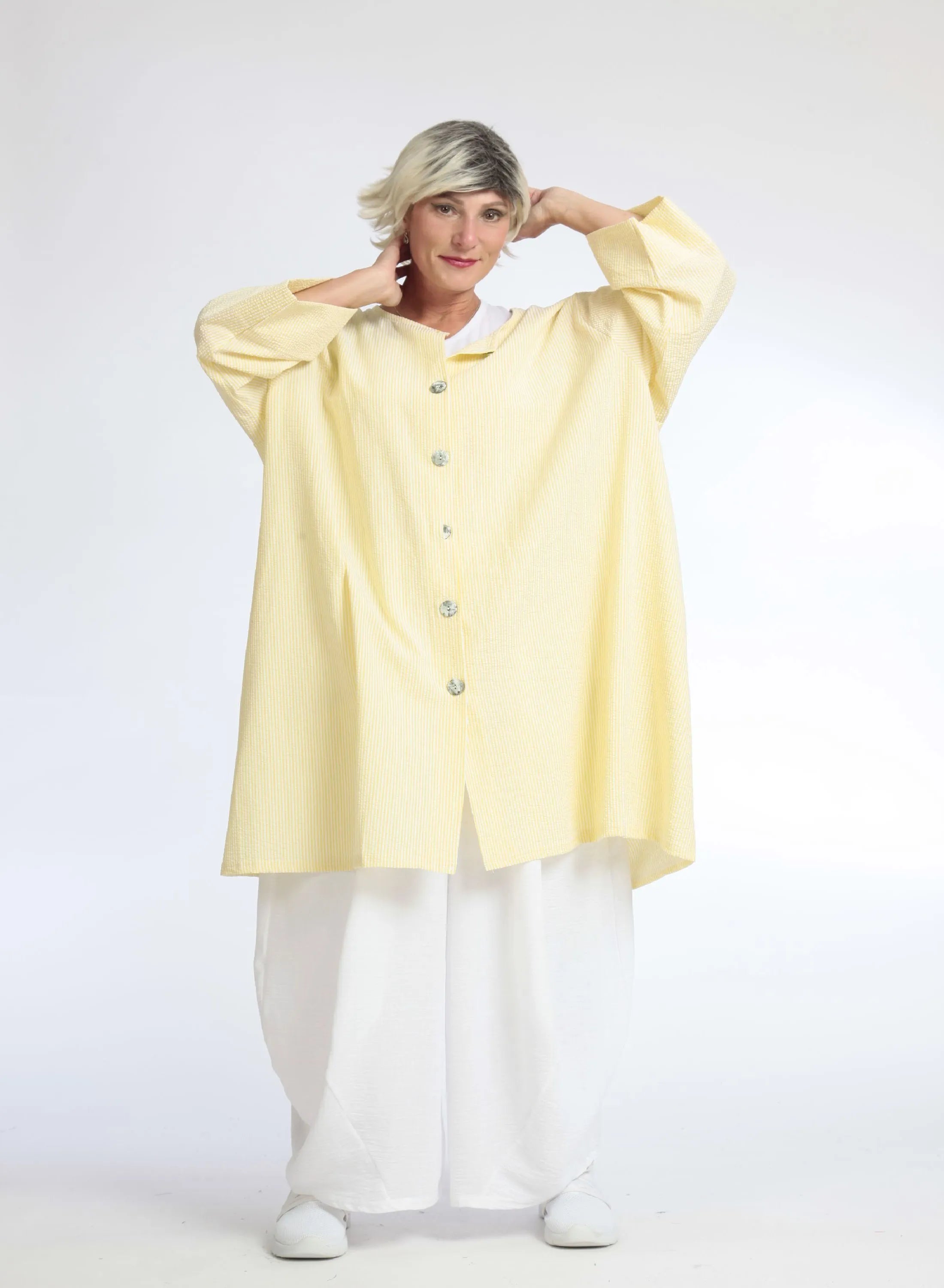  A-Form Bluse von AKH Fashion aus Baumwolle, 1058.06836, Gelb, Schick, Modern, Bequem