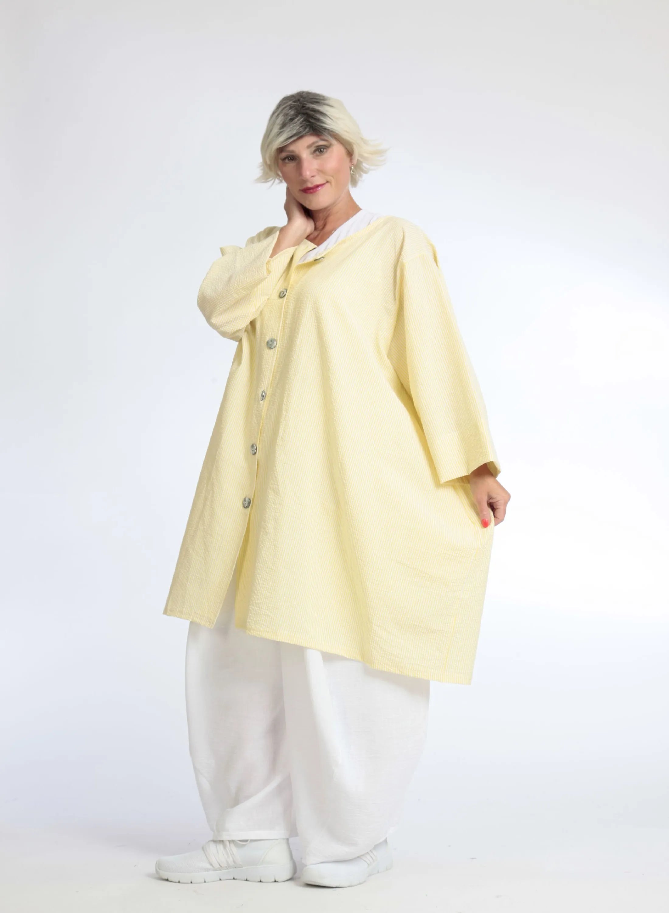  A-Form Bluse von AKH Fashion aus Baumwolle, 1058.06836, Gelb, Schick, Modern, Bequem