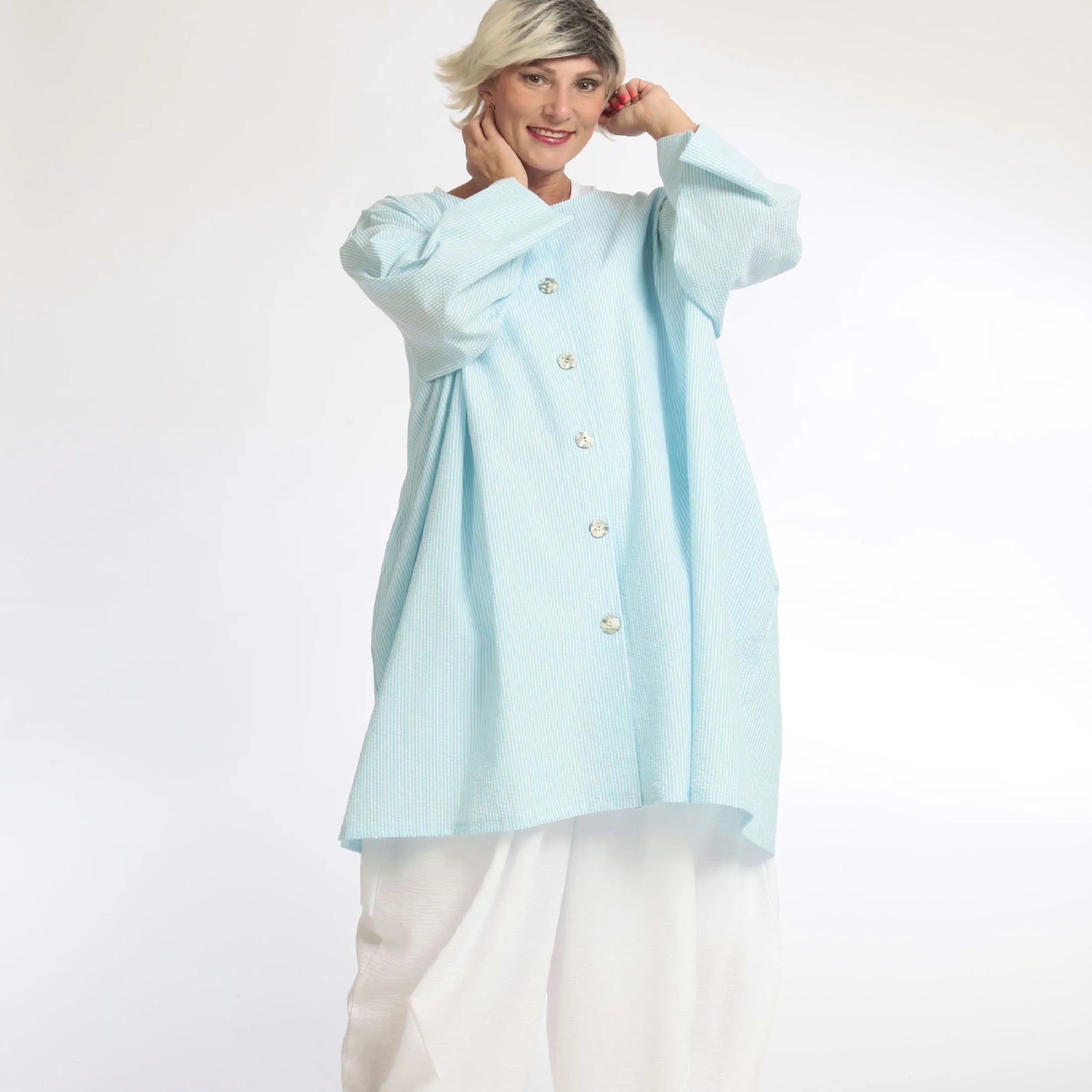  A-Form Bluse von AKH Fashion aus Baumwolle, 1058.06836, Hellblau, Schick, Modern, Bequem
