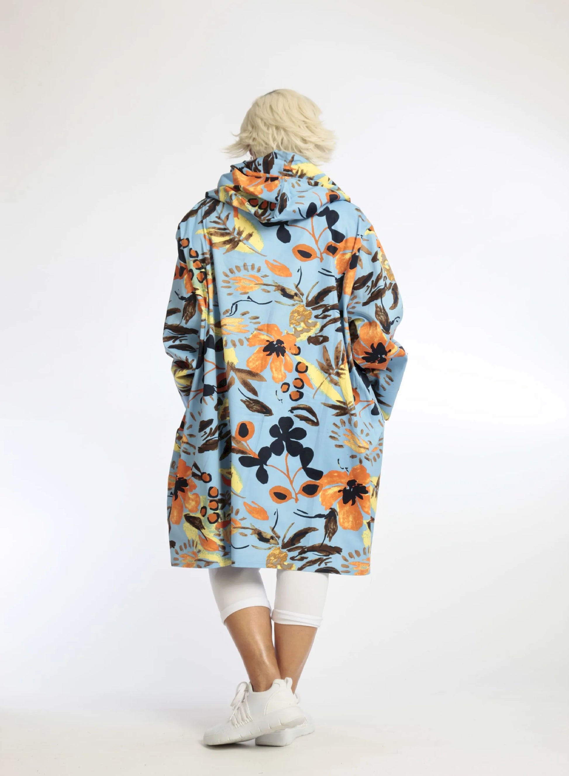  Ballonjacke mit Blumenprint in Hellblau aus hochwertiger Baumwolle mit Elasthan für hohen Tragekomfort