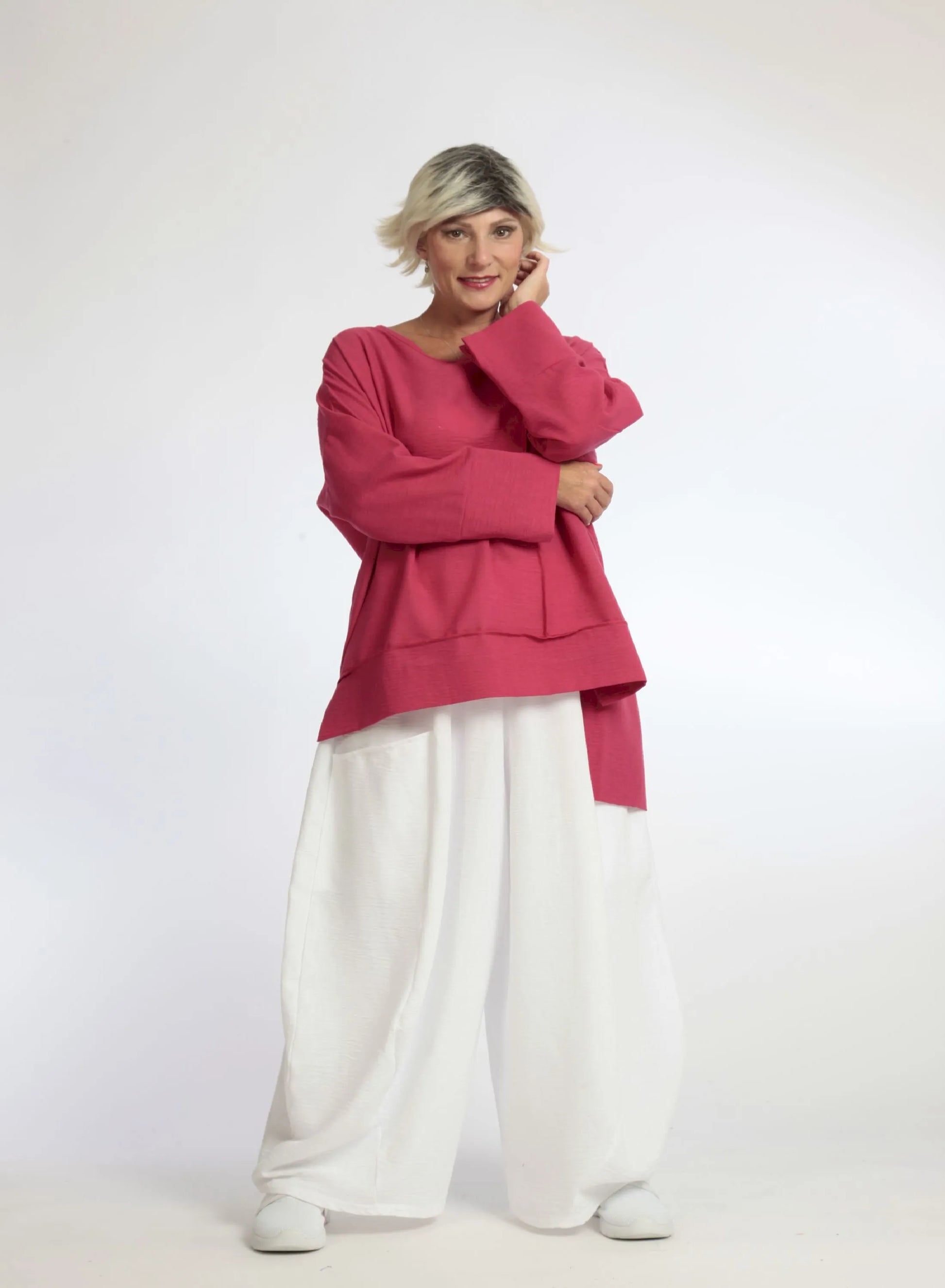  Bigshirt von AKH Fashion aus Viskose in gerader Form, 1060.06839, Fuchsia, Unifarben, Schick