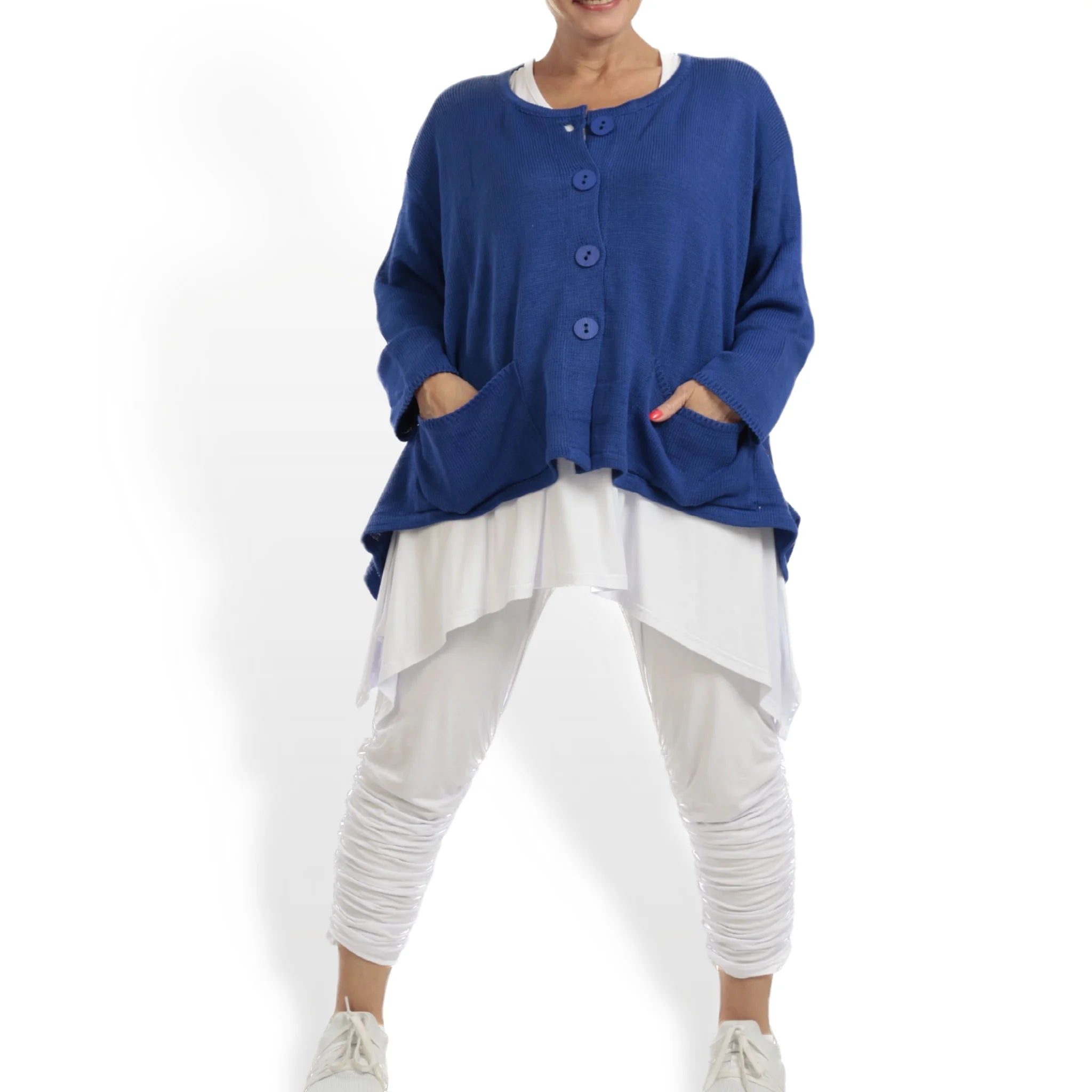  A-Form Jacke von AKH Fashion aus Baumwolle, 1110.00118, Royal Blau, Schick, Modern, Bequem