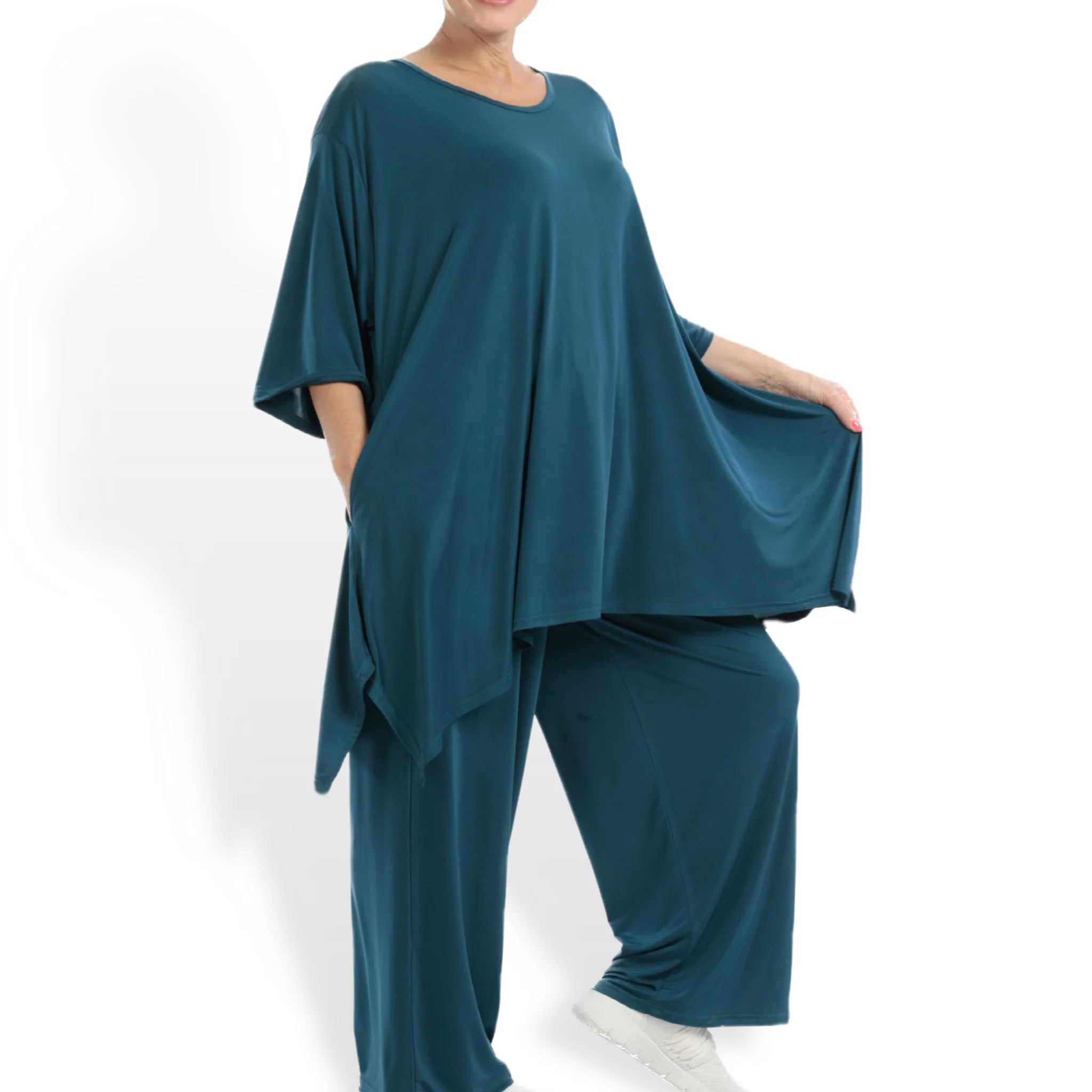  A-Form Shirt von AKH Fashion aus Viskose, 1111.01019, Petrol, Schick, Modern, Bequem