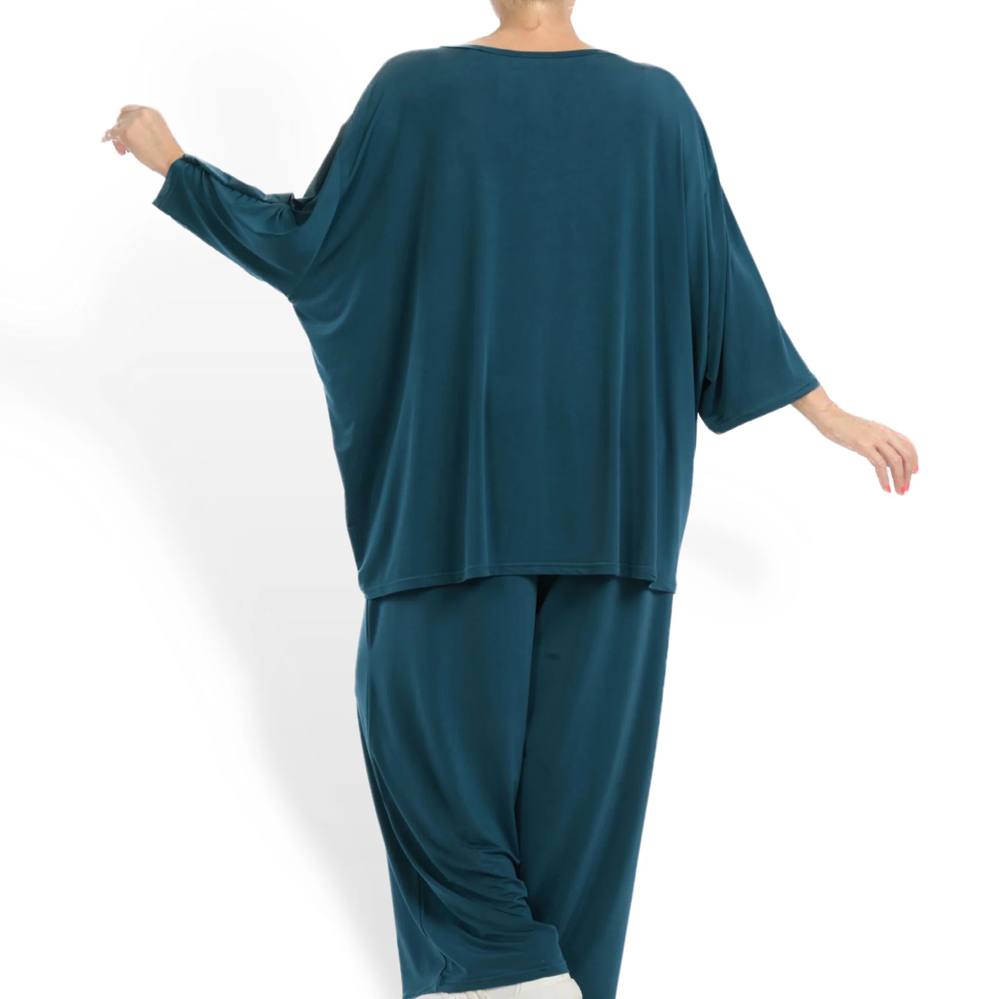  AKH Fashion Bigshirt in kastiger Form, aus Viskose, 1111.06543, Petrol, Schick, Modern
