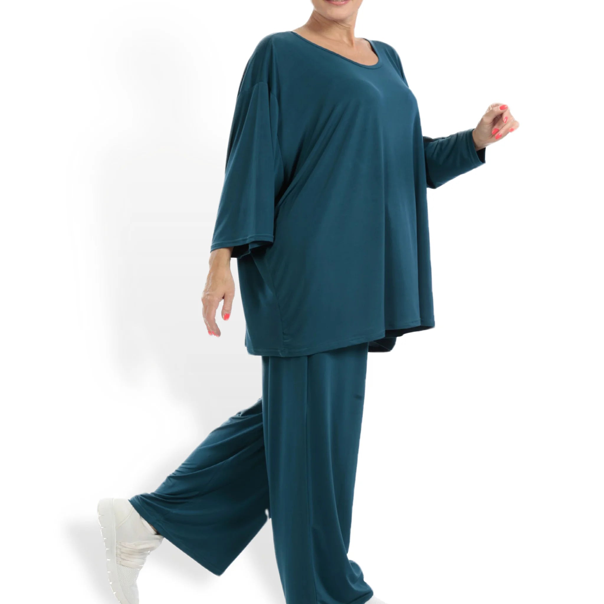  AKH Fashion Bigshirt in kastiger Form, aus Viskose, 1111.06543, Petrol, Schick, Modern
